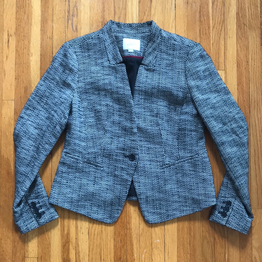LOFT standing collar tweed jacket size 8